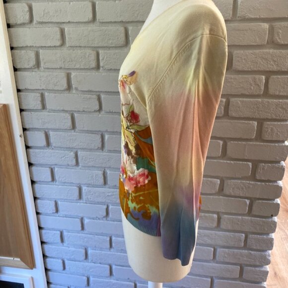 Hand Painted Sweater by Mechant in Gorgeous Floral Design S #080 - Picture 4 of 14